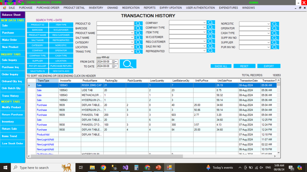 TRANSACTION HISTORY