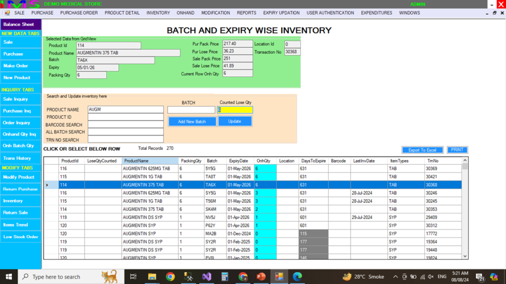 Batch And Expiry Wise Inventory